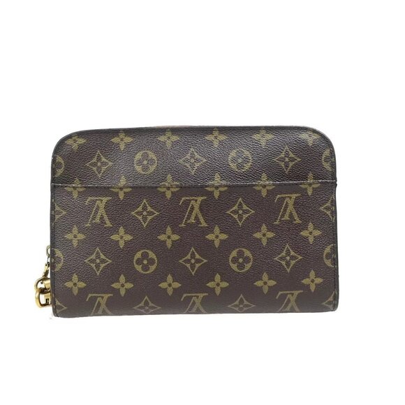 LOUIS VUITTON Orsay Clutch Hand Bag Monogram Leather Brown France - Picture 2 of 15